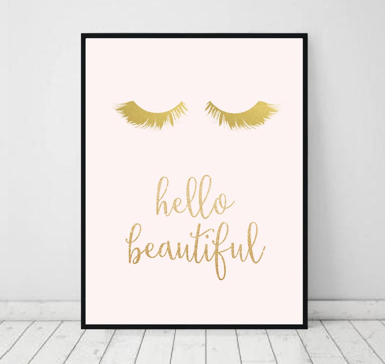 Eyelashes Art Print Hello Beautiful Wall Art Eyelashes Etsy