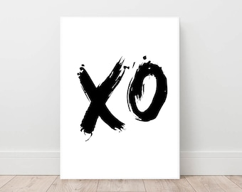 Xo Print, xoxo Printable, Instant Download Printable Art, Brush Stroke Art, Minimal Poster, Black and White Prints, Wall Art, Xo Wall Art