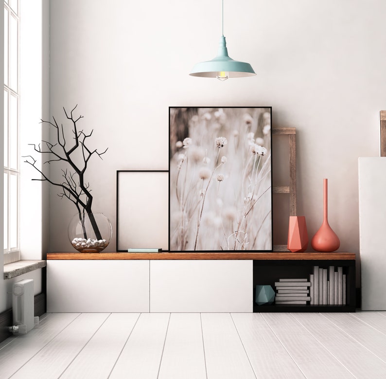Neutral poster plants wall art minimal beige pink printable farmhouse decor nordic art cotton grass poster digital pastel colors art
