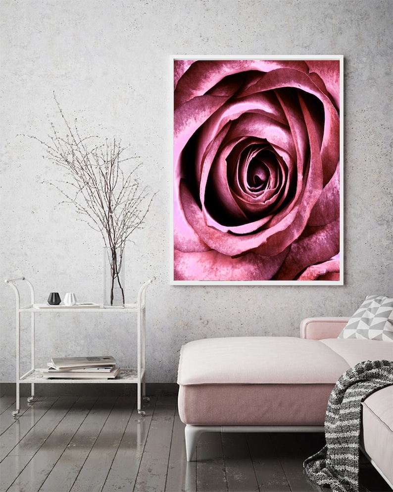 Rose Print Rose Wall Art Pink Flower Wall Art Floral Etsy