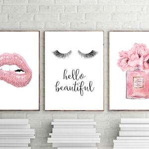 Love Paris Prints Pink Lips Poster Perfume Print Fashion -  UK