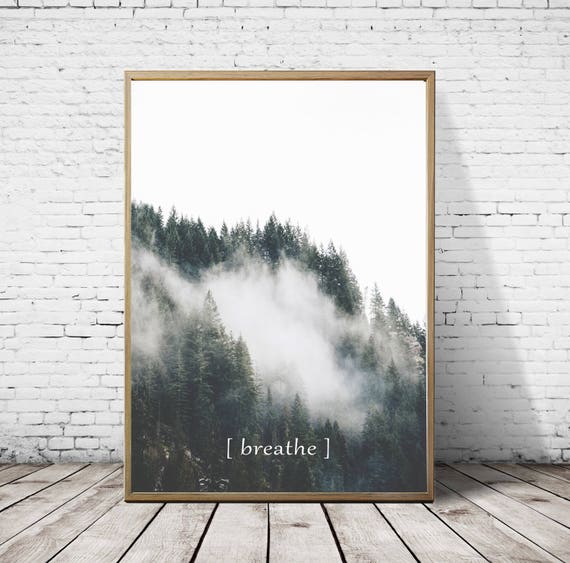 Forest wall Art Forest Print Tree Print breathe print