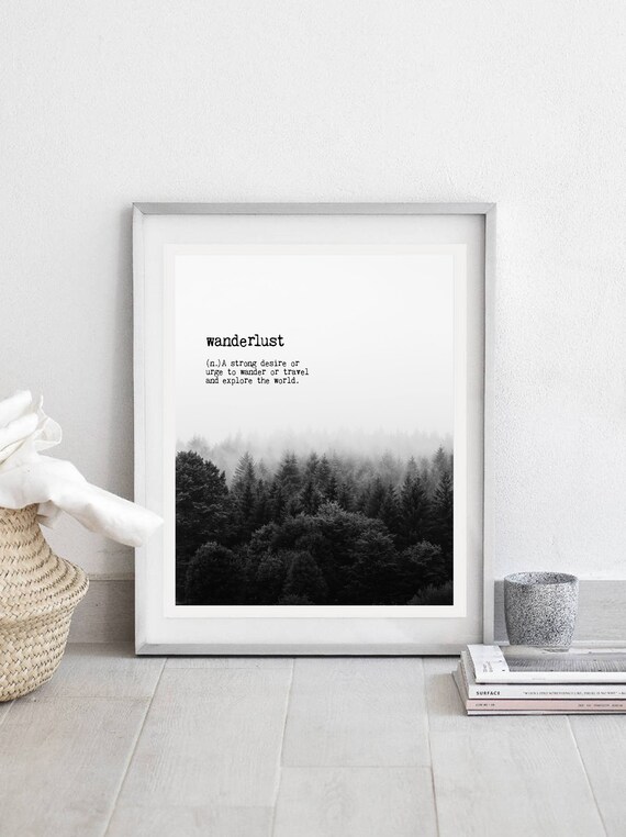 Wanderlust Definition Print, Foggy Forest Art (Digital Download)
