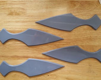 Antiope Throwing Knives Set of 4  - Rigid 3D Printed - Plastic (PLA)