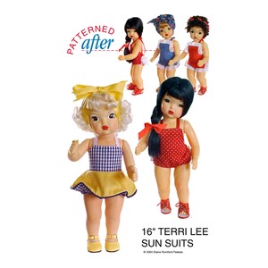 Terri Lee Vintage Style Clothing Patterns fit 16" Doll: A Trio of Sun Suits