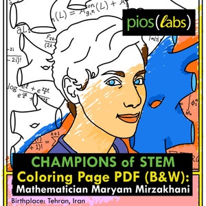 Math Coloring Page/poster, B&W PDF: Mathematician Maryam Mirzakhani ...