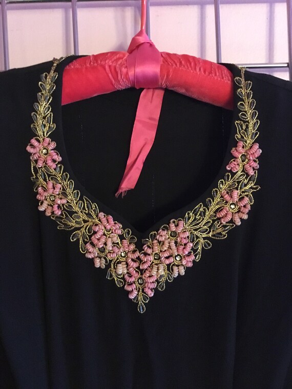 Early 40s Rayon Crepe Beaded Dress