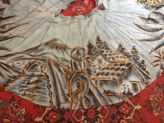 50s Mexican Full Circle Skirt Hand Painted