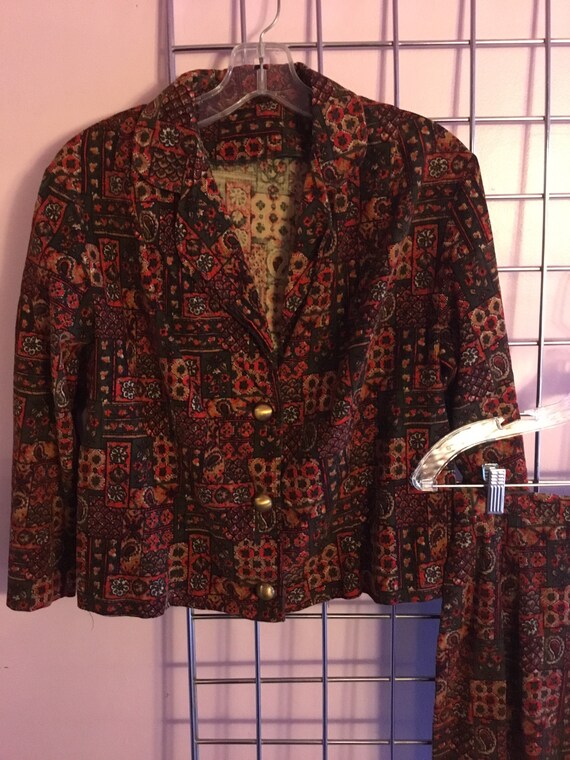 1960s Paisley Floral Corduroy suit