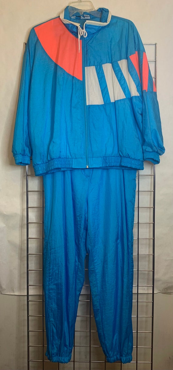 80s 2pc 2XL Turquoise Track Suit