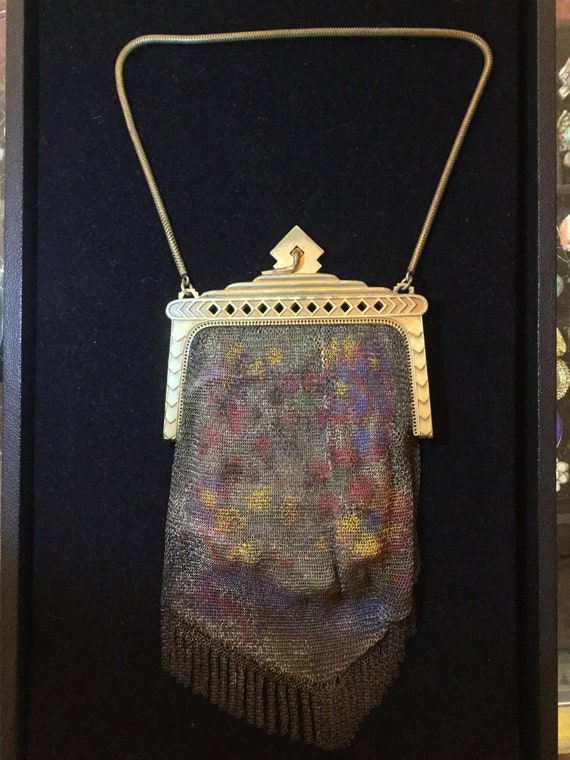 RARE!!!Late 20s handpainted Dresden mesh bag. Sta… - image 7