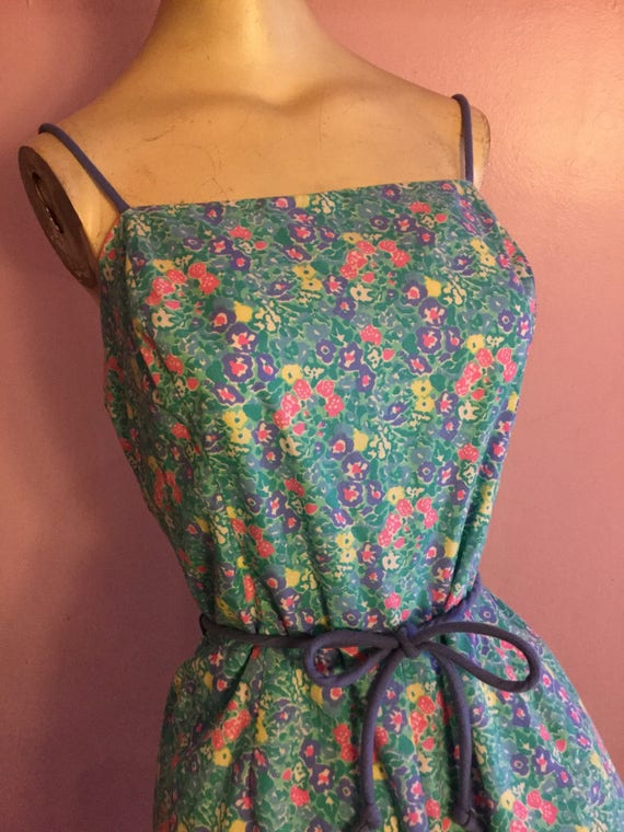 Watercolor Sea Waves 1960s Romper