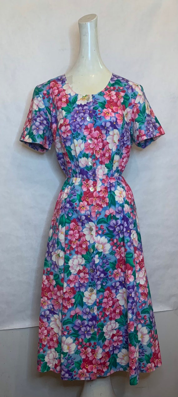 80s Cotton Super Floral Dress