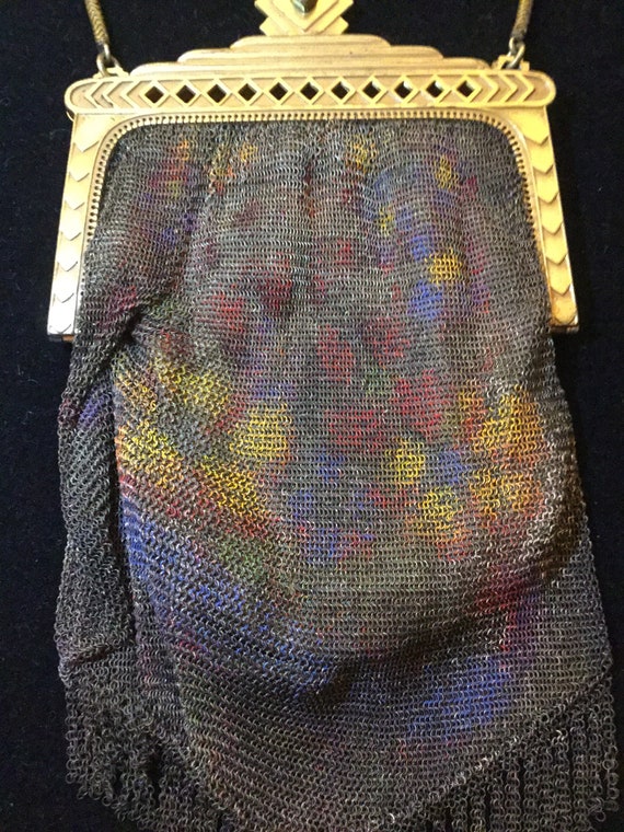 RARE!!!Late 20s handpainted Dresden mesh bag. Sta… - image 3