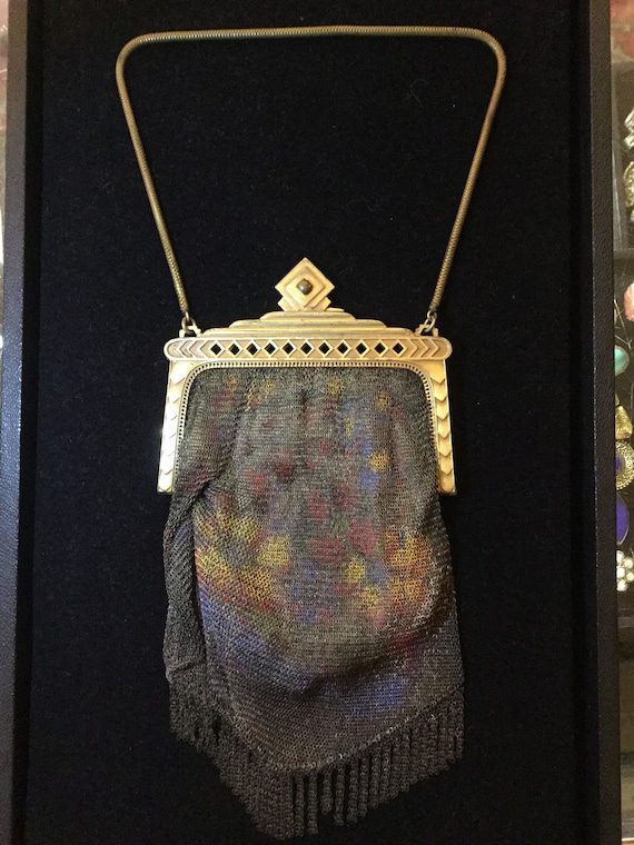 RARE!!!Late 20s handpainted Dresden mesh bag. Sta… - image 2