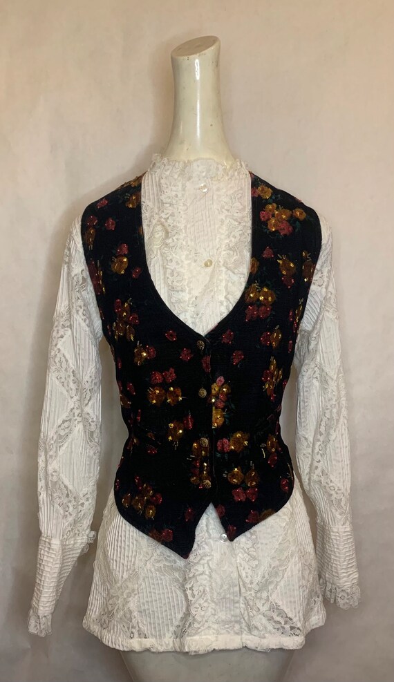 90s Velour Vest with Sequins Gem