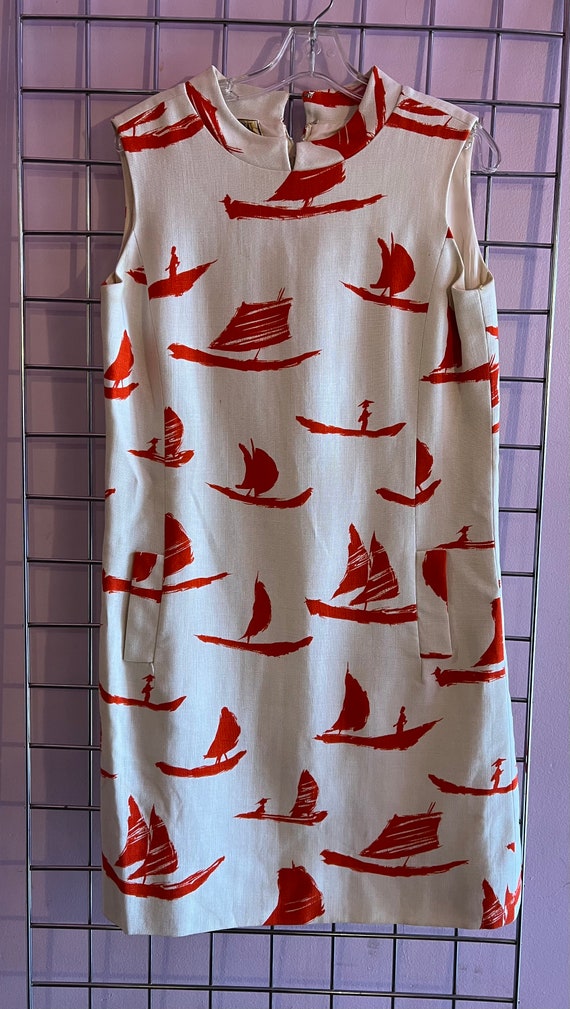 1960s Boat print dress