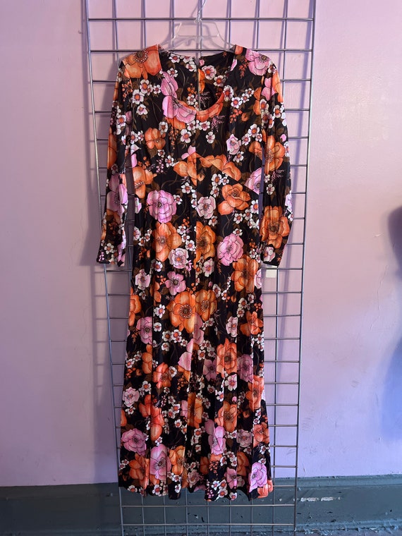 Early 70s Flowered Maxi Dress