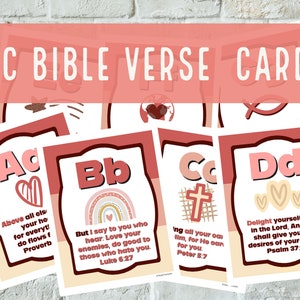 ABC Bibel Schrift Karteikarten, Auswendiglernen Bibel Vers Alphabet Kartenset, Vorschulpädagogik ABC Set druckbar, Pre K Homeschool Bibel