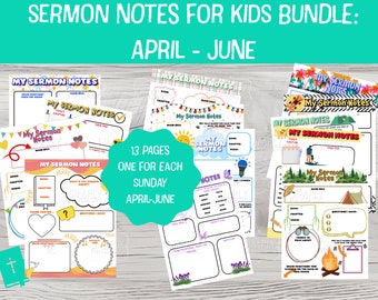 Kids Sermon Notes: June Bible Study Printable (PDF) Bible Journal ...