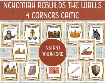 Nehemiah Rebuilds the Wall 4 Corners Game | Bible Game for Kids | Sunday School Activity | Printable VBS Game | Children's Church PDF