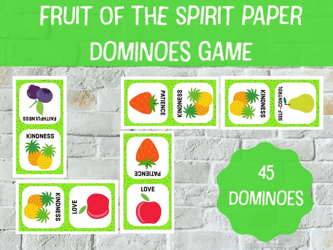 Fruit of the Spirit Dominoes Game Bible Game Fruit of the Spirit