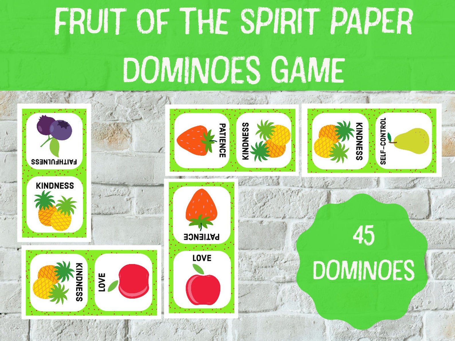 Fruit of the Spirit Dominoes Game: Bible Matching Activity (printable ...
