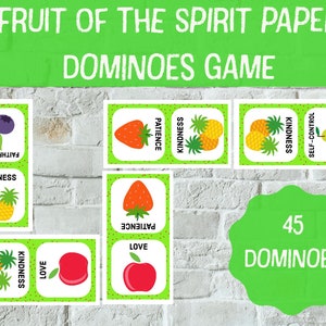 Frucht des Geistes Dominospiel | Bibel Spiel | Frucht der Geistesaktivität | Christliches Spiel | Frucht des Geistes Memory Spiel | Drucken
