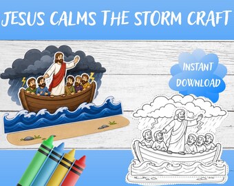 Jesus Calms the Storm Craft Printable | Bible Craft Activity | Sunday School Craft | Preschool Bible Lesson | Kids Church | VBS craft | PDF
