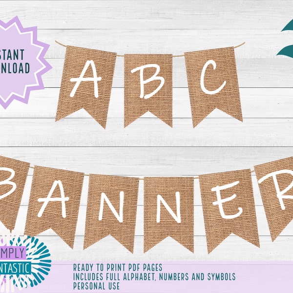 Large Burlap Banner White Lettering |Instant Download | Printable | Wedding Shower | Bridal Shower | Bachelorette Party | DIY Banner