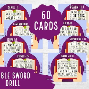 Jogo de broca de espada da Bíblia do Antigo Testamento | Jogo Bíblico | Cartões de Versículos NVI| Caça às Escrituras | Jogo Bíblico Juvenil | Download instantâneo | Imprima você mesmo