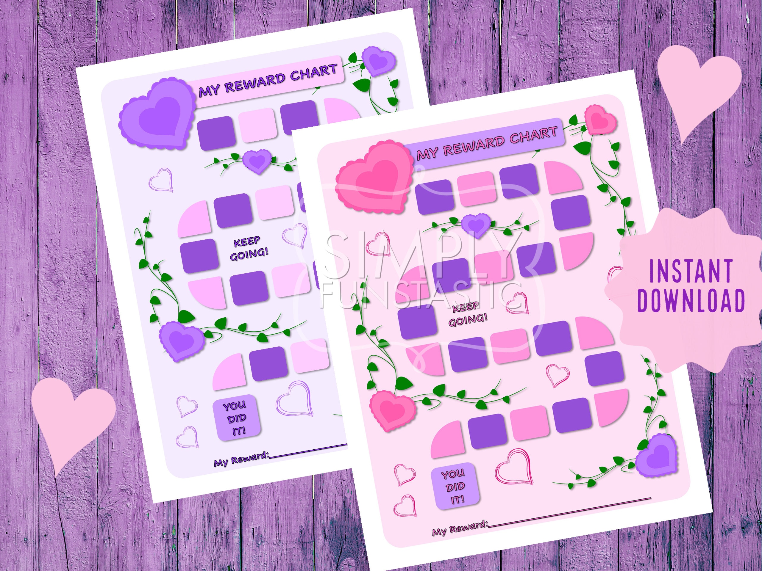 Hearts Reward Charts | Girl Reward Chart | Children | Homeschool Chore ...