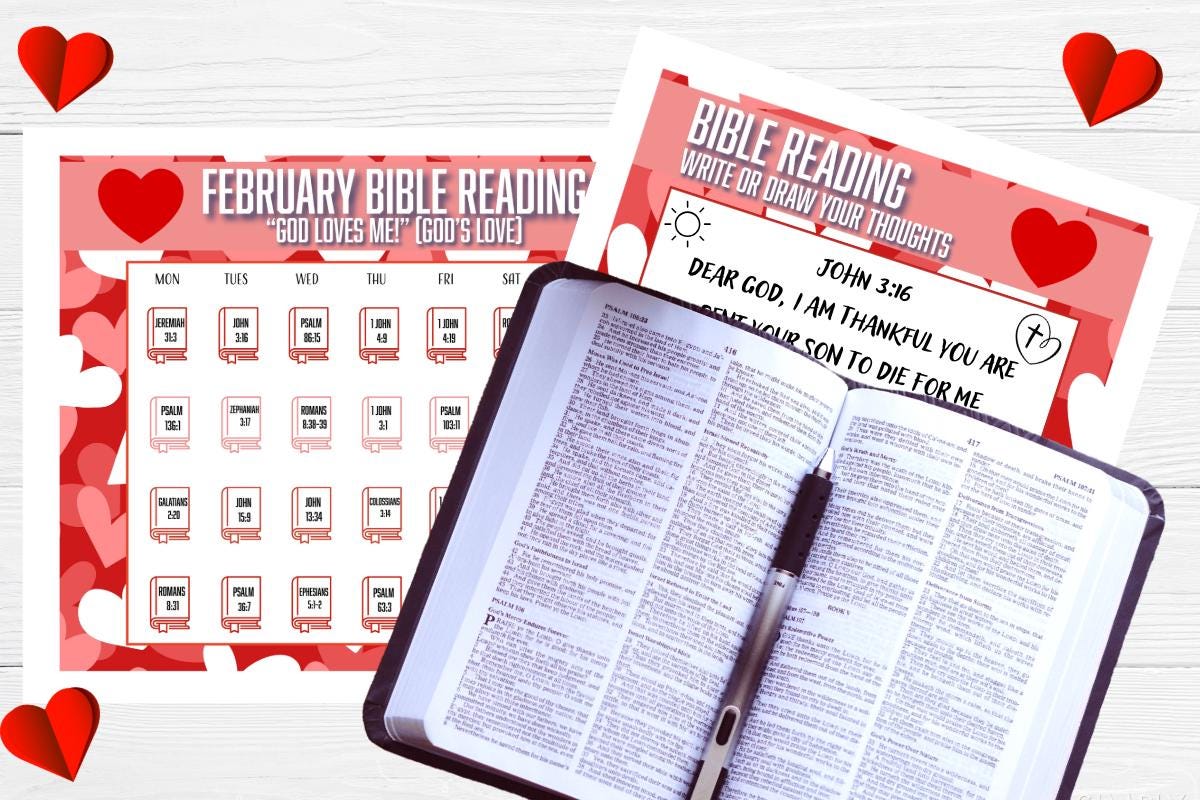 Kids' February Bible Reading Plan 2 : Printable Chart & Journal (PDF ...