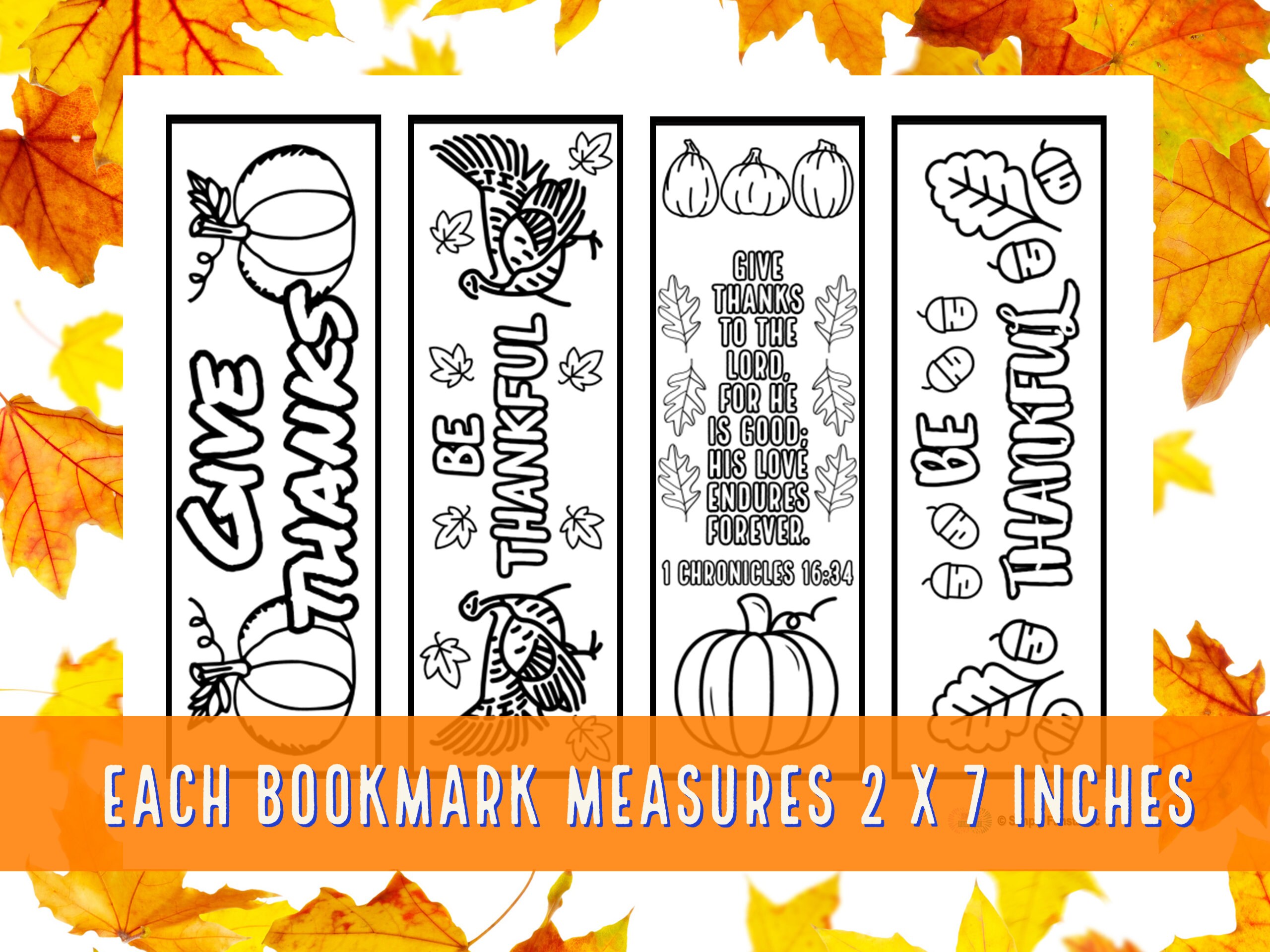 Thankful Color Your Own Bookmarks Set of 4 | Thanksgiving Printable ...