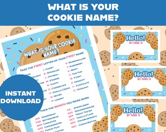 Juego de nombres de galletas: imprimible para fiesta de cumpleaños (descarga digital) Baby shower, fiesta infantil, evento con temática de galletas, generador de nombres