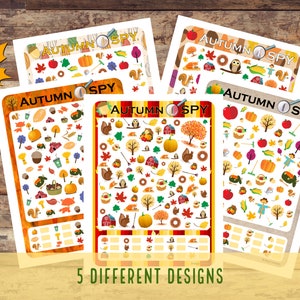 Cozy Autumn I Spy Game, Fall Seek and Find Activity, Holiday Classroom Activity, Homeschool, Printable Download