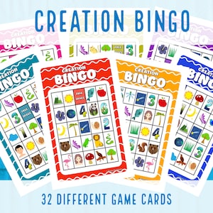 Kreations-Bingo | Sonntagsschulspiel | Christliches Spiel | Bibelspiel | Bibel-Bingo | Kinder Jugend Erwachsene Spiel Herunterladbare Bingo | Drucken