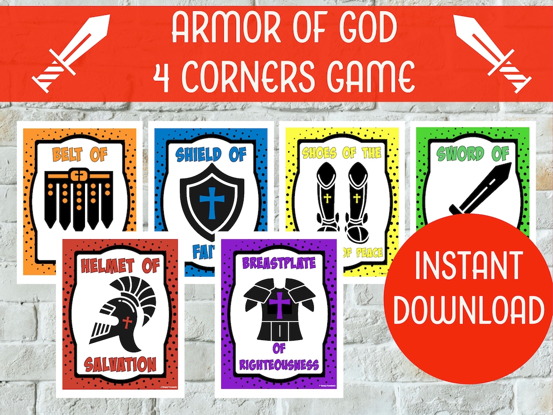 Engaging Armor of God 4 Corners Game Religious Teaching Aid, Printable