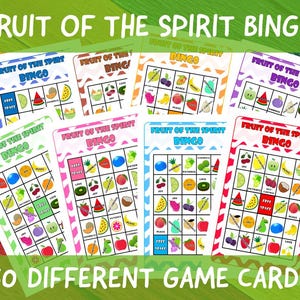 Fruit of the Spirit Bingo 50er Set | Bibel Spiel | Bibel-Bingo | Christliches Bingo | Sonntagsschulspiel | 32 Karten | Sofortiger Download & Ausdruck