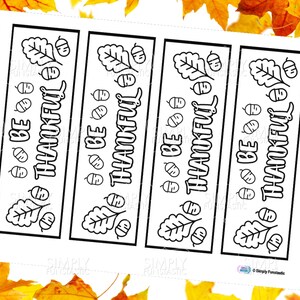 Thankful Color Your Own Bookmarks Set of 4 | Thanksgiving Printable ...