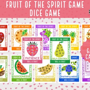 Fruit of the Spirit Dice Game | Roll a Fruit  Game | Bible Dice Game | Fill a Fruit Game | Church Game | Candy Dice Game | Download & Print