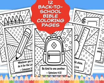 Christian Back to School Coloring Pages | Scripture Coloring Sheets for Kids | Bible Verse Printable Activity | Sunday School Classroom PDF