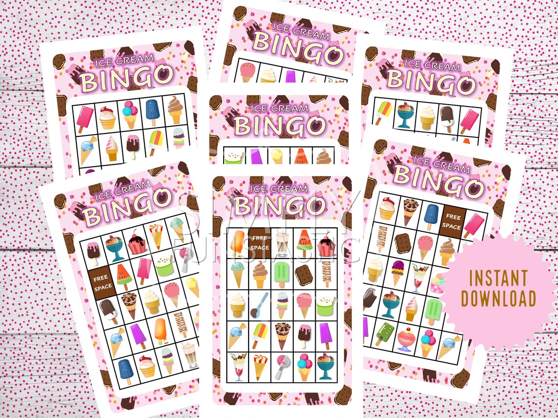Ice Cream Bingo Ice Cream Party Ice Cream Game Kids Youth Game Kids