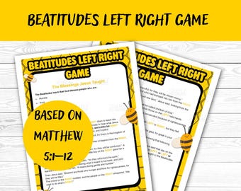 Bee-Attitudes LEFT RIGHT Game for Kids – Beatitudes Bible Game Printable | Matthew 5:1-12 Christian Activity