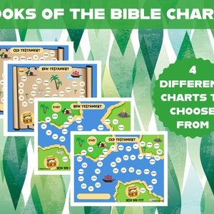 Tableaux des livres de la Bible, tableau et jeu de la Bible, tableau de la carte au trésor, livres de la Bible à imprimer, activités bibliques, suivi de la lecture de la Bible