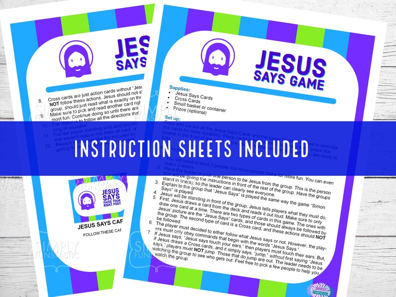 Jesus Says Game: 102 Christian Action Cards (download and Print ...