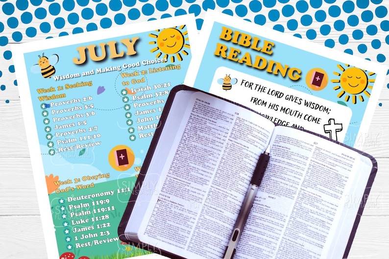 Kids' July Bible Reading Plan: Wisdom & Scripture (printable PDF) - Etsy