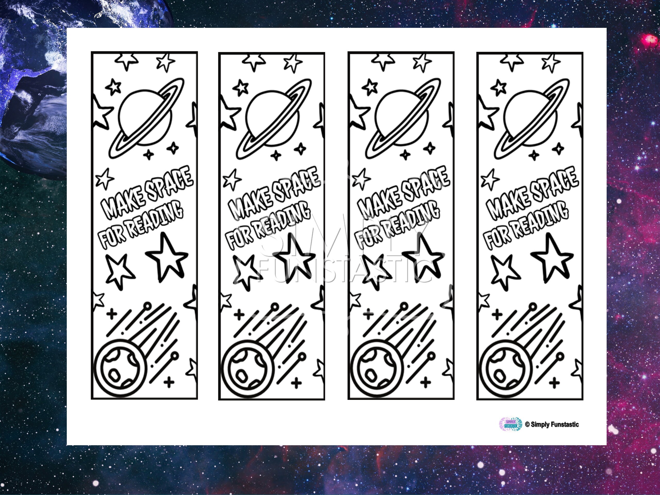 Outer Space Coloring Bookmarks, Galaxy Bookmarks Printable, 41 OFF