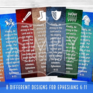Marcadores das Escrituras da Armadura de Deus | Marcador cristão | Marcadores religiosos | Escola Dominical | Efésios 6:11 | Atividade da Armadura de Deus