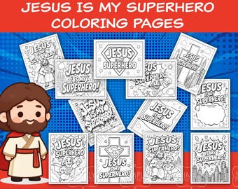 Jesus Is My Superhero Coloring Pages | Christian Kids Coloring Activity | Bible Coloring Pages | Sunday School Printable | Faith Based